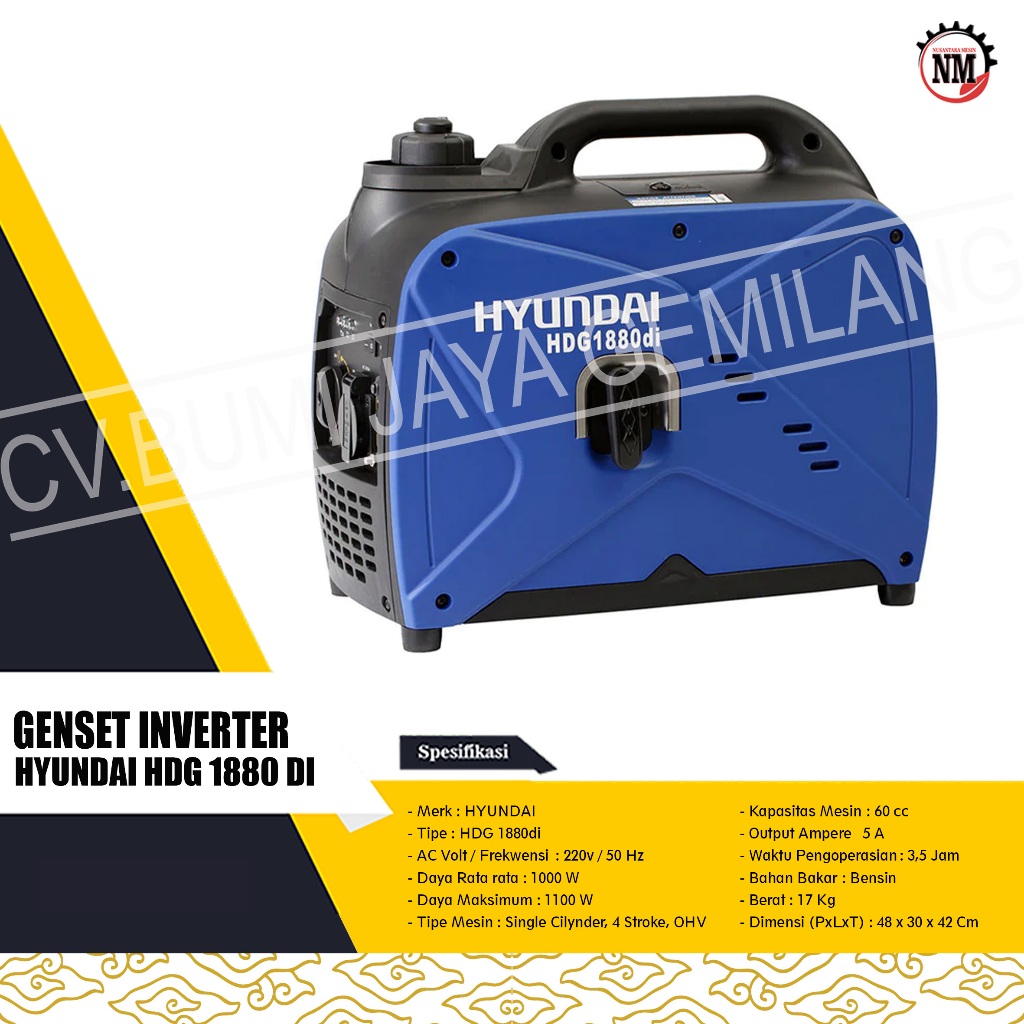 Jual Mesin Genset Generator Inverter Hyundai Hdg Di Watt Shopee Indonesia