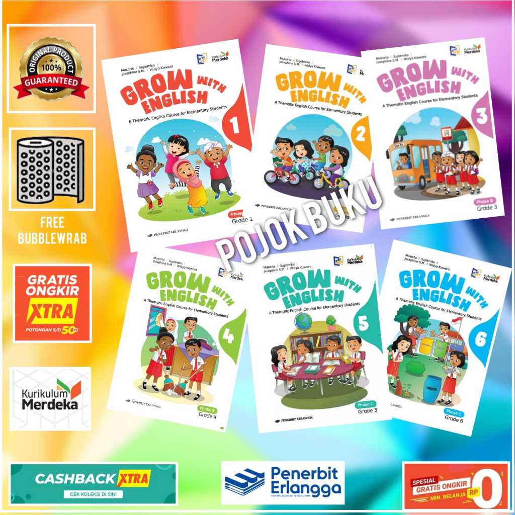 Jual Buku GROW WITH ENGLISH Kelas 1 2 3 4 5 6 KM Erlangga Bahasa ...