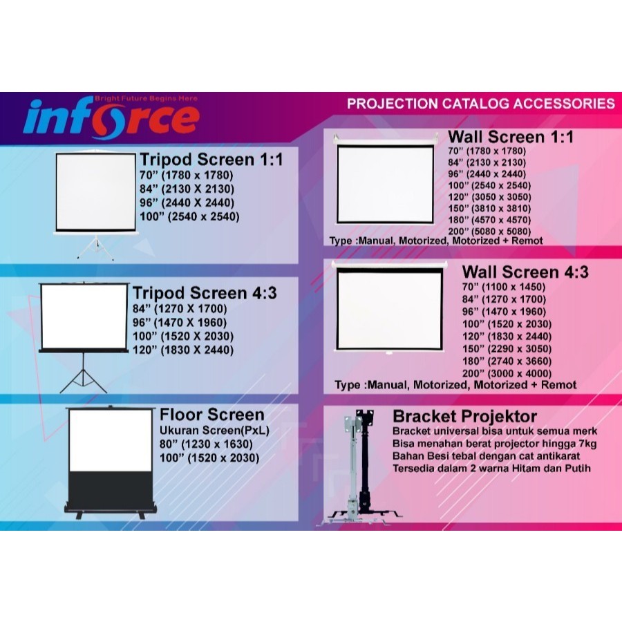 Jual Wall Screen Projector Motorized + Remote 96 4:3 / Layar Inforce ...