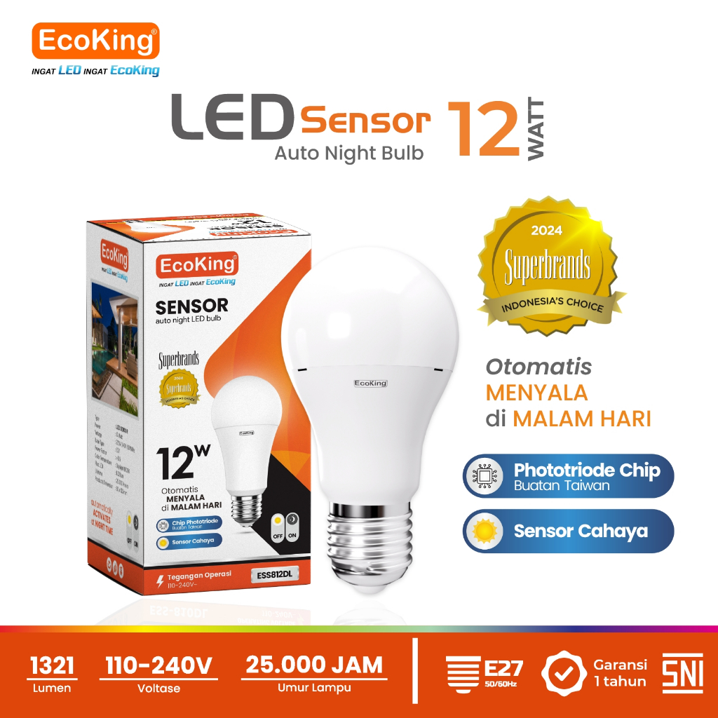 Jual Ecoking Lampu Bohlam Led Rumah Sensor Cahaya Otomatis Light Bulb