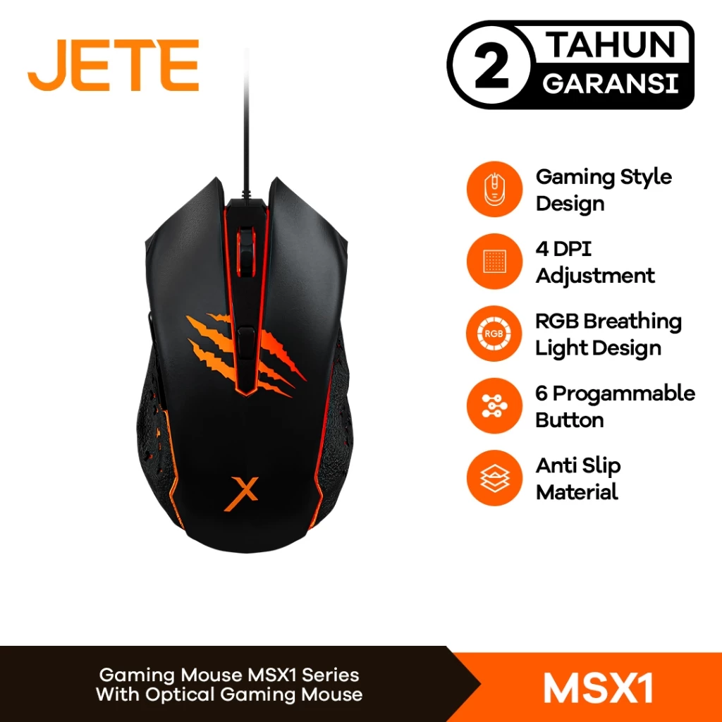 Review JETE MSX1 Mouse Gaming – RGB Lighting, 6 Tombol, DPI 3600 & Tombol Forward/Backward