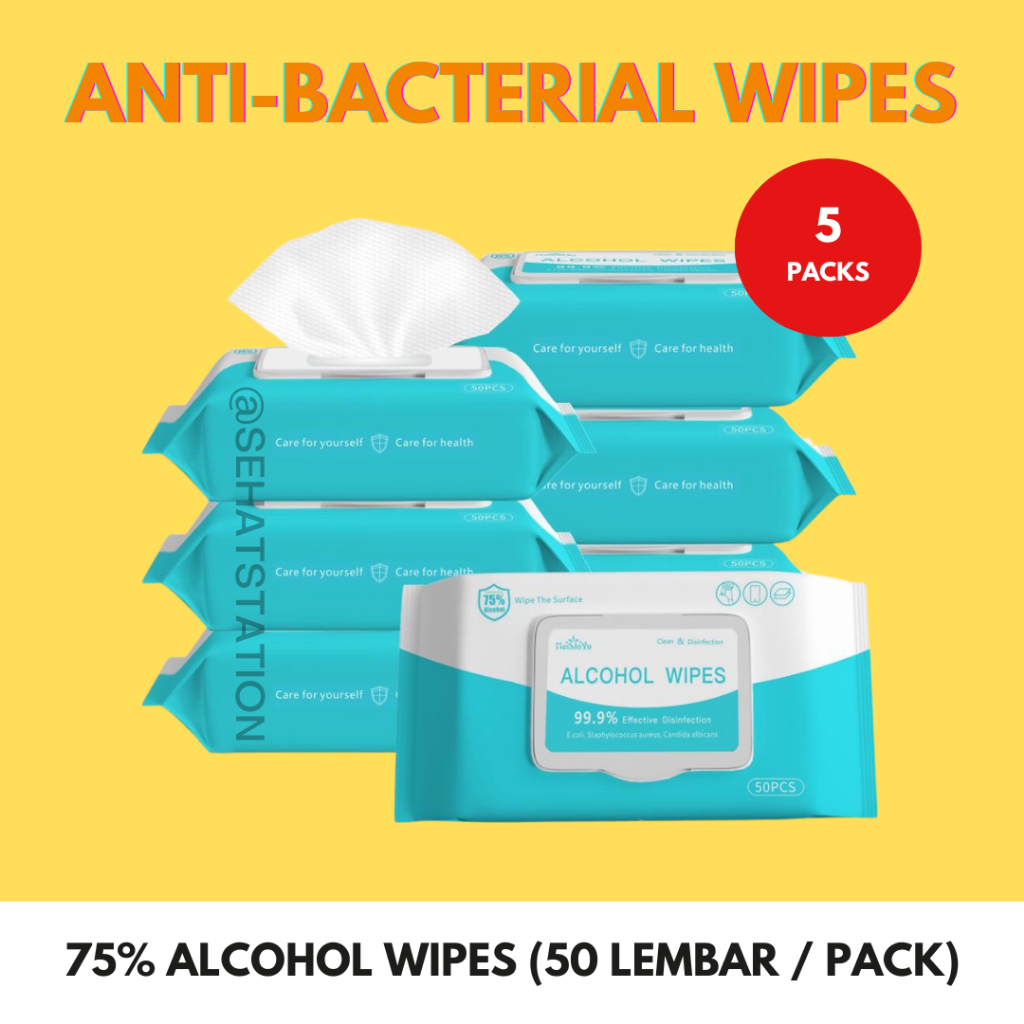 Jual [Promo Bundle 5 Pcs] Tisu Alkohol Wipes ISI 50 Alcohol Disinfektan ...