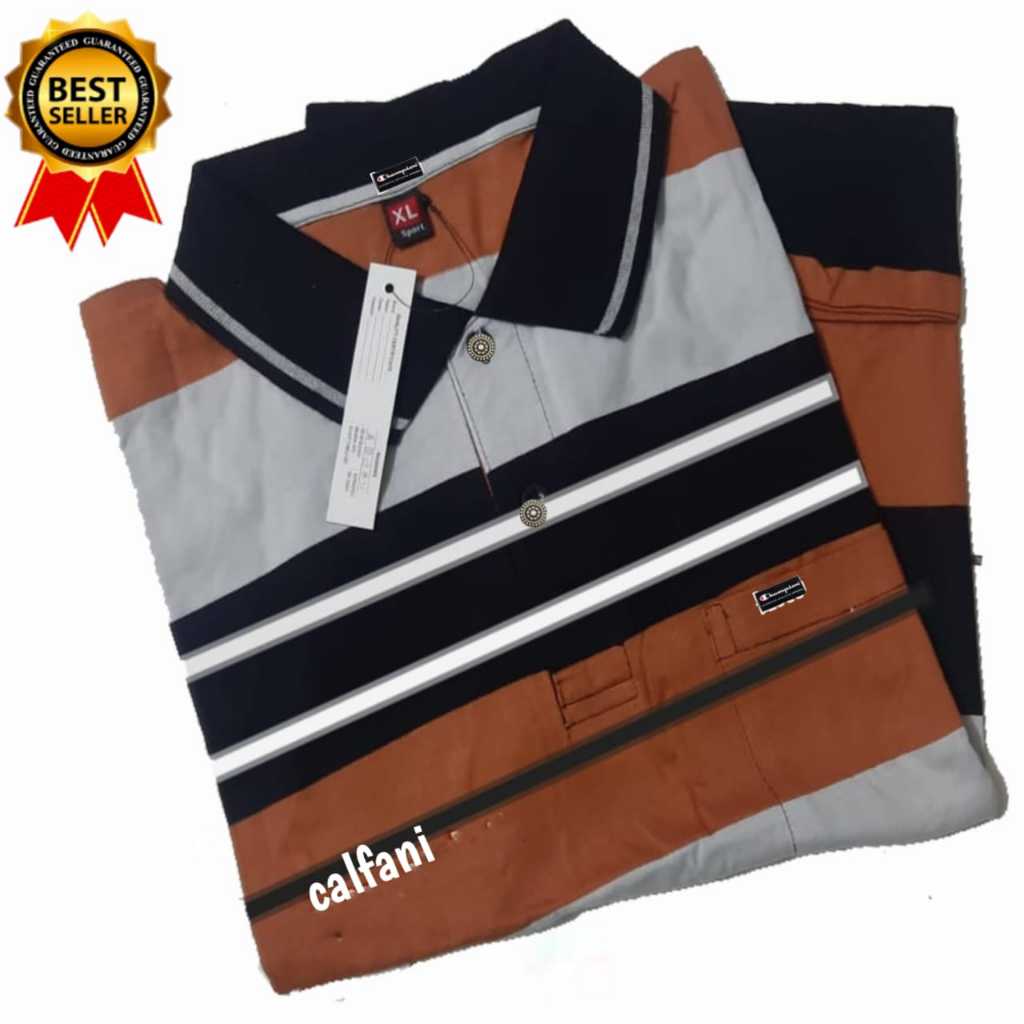 Jual Kaos kerah pria motif salur saku depan lengan pendek terbaru II ...