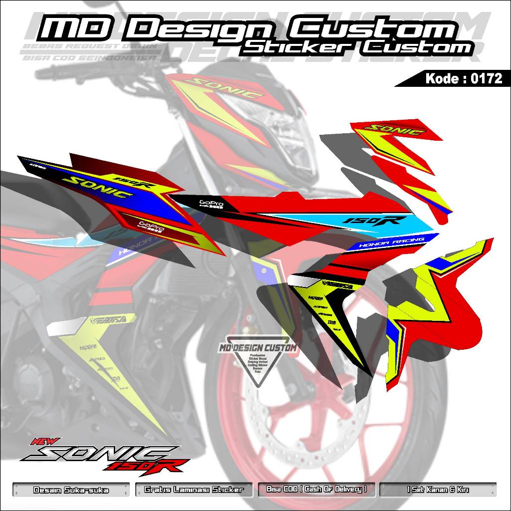 Jual 0172 (COD) Sticker Decal SONIC 150R FullBody Beas Request Nama ...