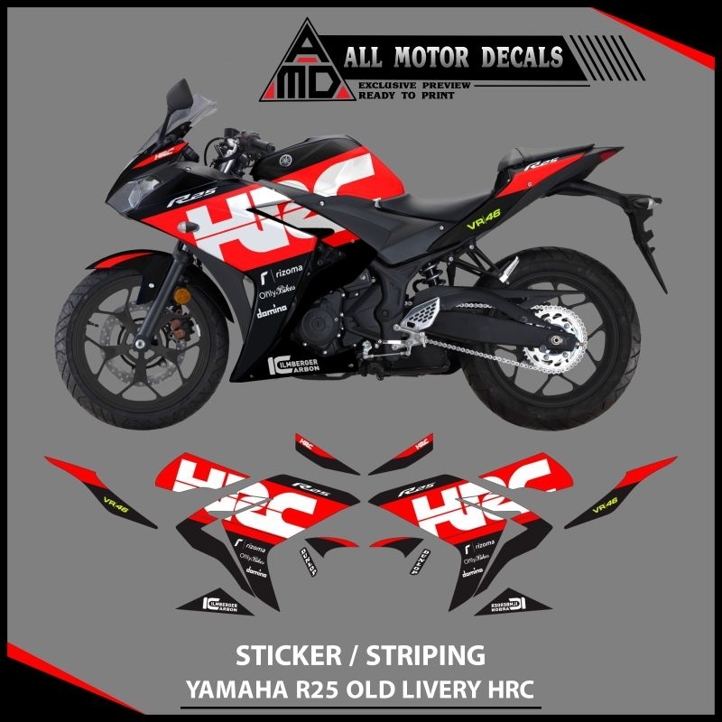 Jual Striping Yamaha R25 Old Livery Hrc Custom / Sticker R25 Lama ...