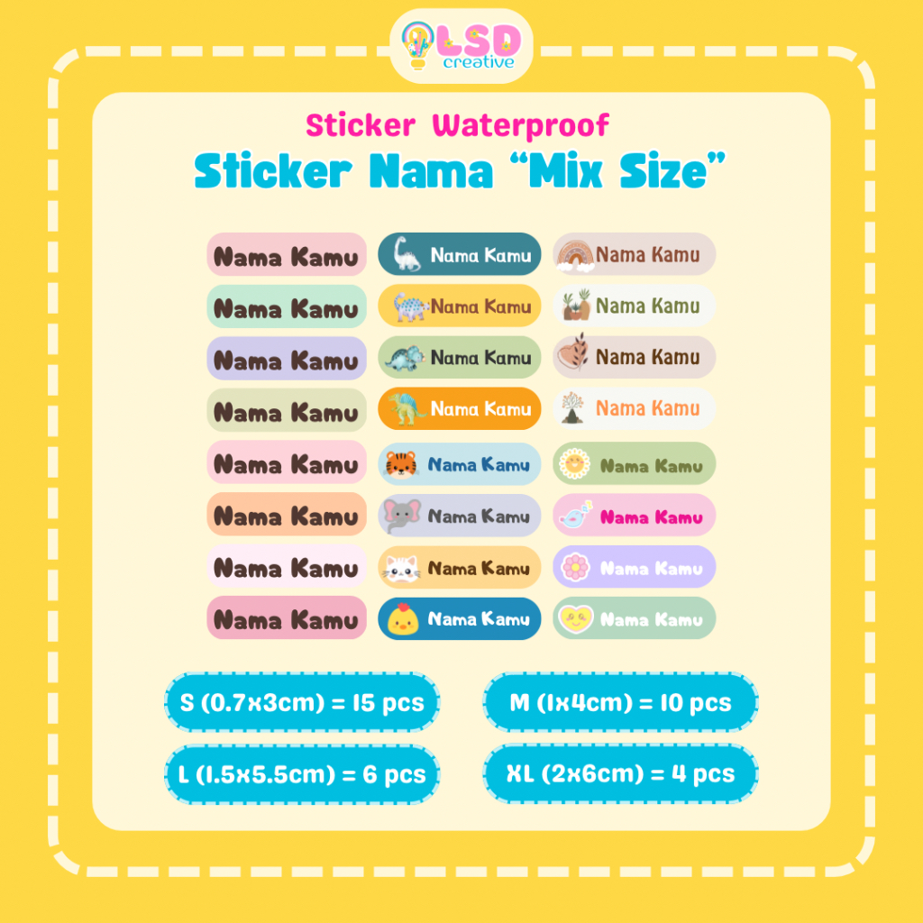 Jual LSD Mix Size Sticker Nama Waterproof Anti Air | Shopee Indonesia