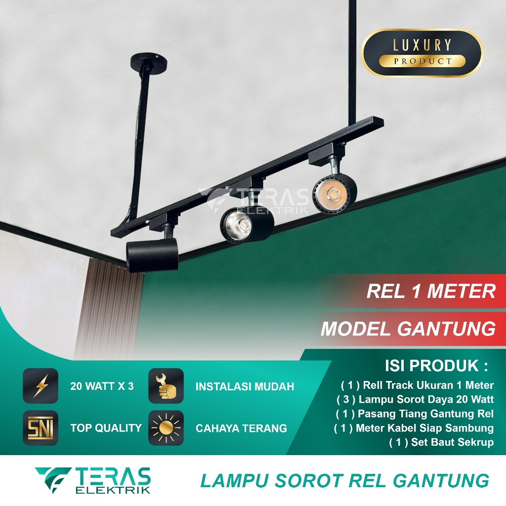 Jual Paket Lampu sorot rel 1 set isi 3 spotlight track light rell 20 ...