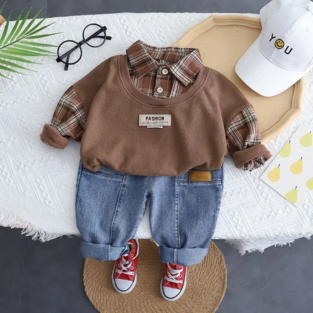 Babybeans Setelan 2in1 Sweater Kemeja Kotak-kotak Auriga