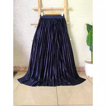 Rok Plisket Bludru Velvet Panjang Premium