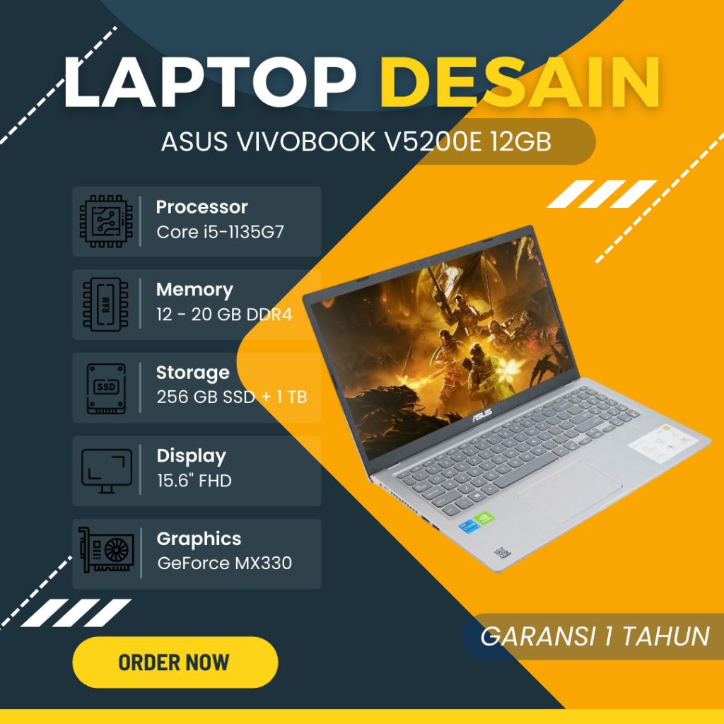 Jual TERLARIS LAPTOP ASUS MURAH GARANSI 1 TAHUN ASUS V5200E CORE I5 GEN 11 24 GB RAM 256 GB SSD 1 TB WINDOWS 11 ORIGINAL 15.6 FHD LAPTOP GAMING MX330 2GB TEKNO KITA Shopee Indonesia
