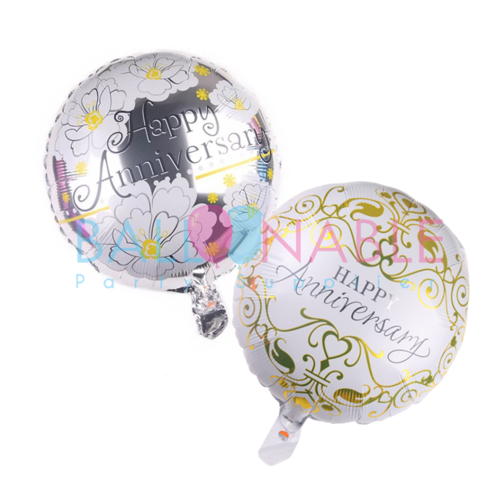 Balon foil Happy Anniversary Bulat