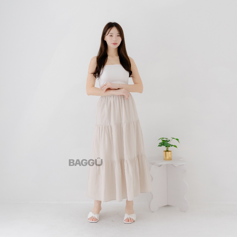 Jual BAGGU Nakia Layer Skirt / Rok Linen / Rok Layer / Korean Skirt ...