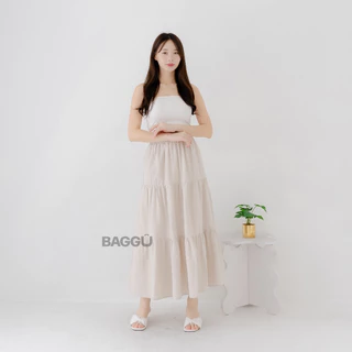 BAGGU Nakia Layer Skirt  / Rok Linen / Rok Layer  / Korean Skirt