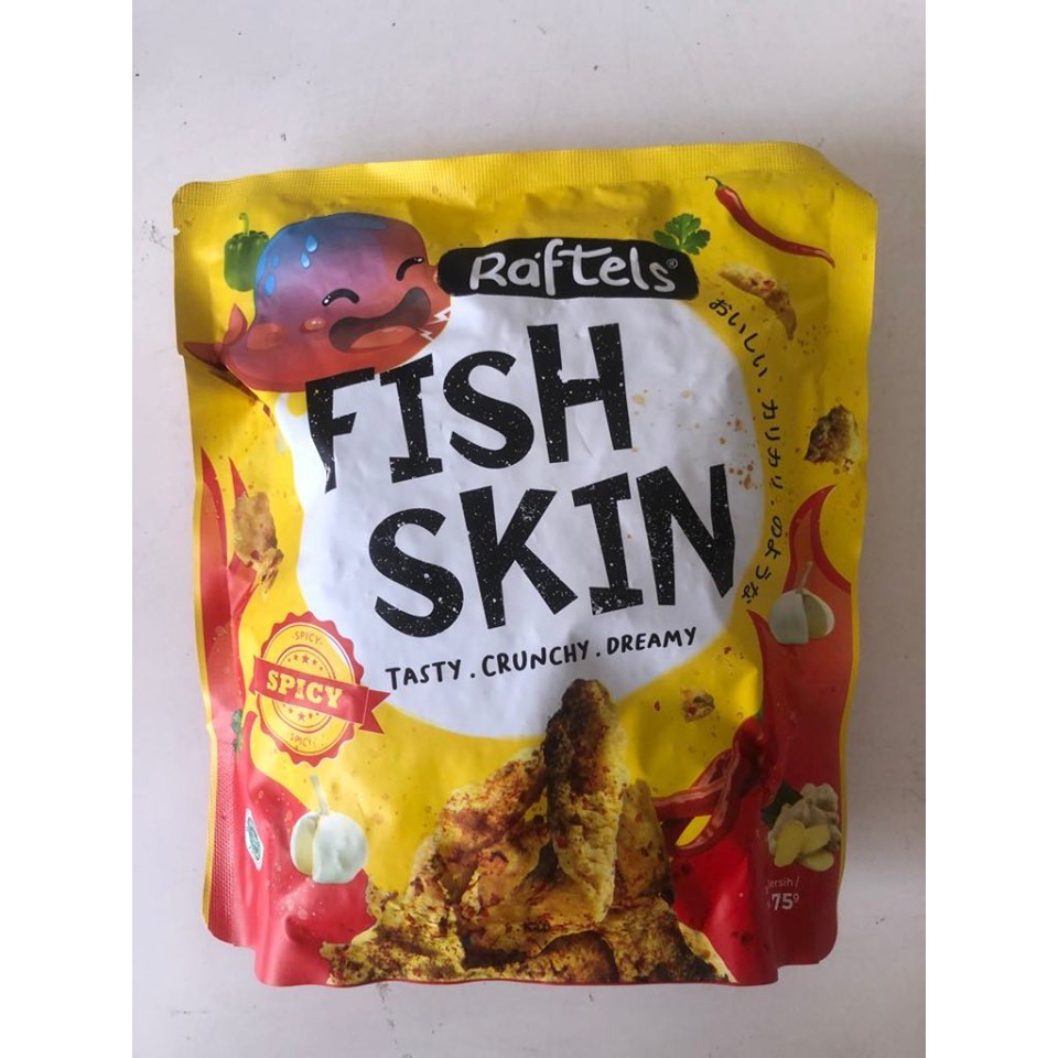 Jual Raftels Fisk Skin/ Snack Kulit Ikan/ Spicy Fish Skin 75g | Shopee ...