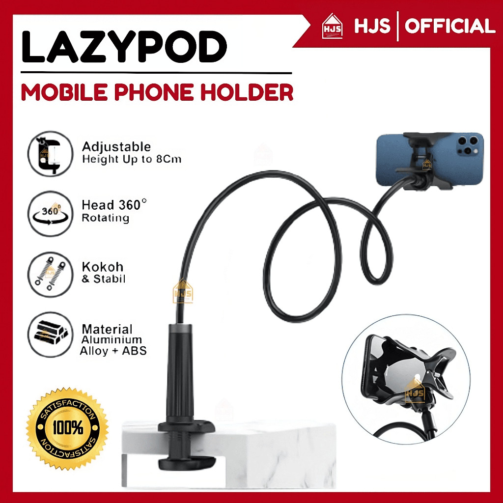 [HJS] Lazypod Jepit Flexible Holder HP Standing Jepitan Narsis Fleksibel For Smartphone