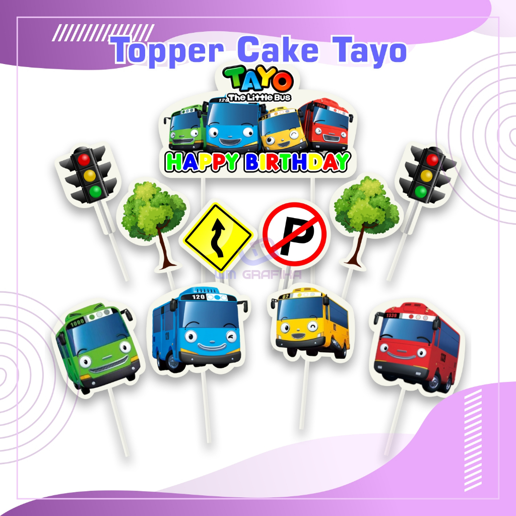 Jual Topper Cake 1 Set Karakter Tayo Happy Birthday Hiasan Kue Ulang ...