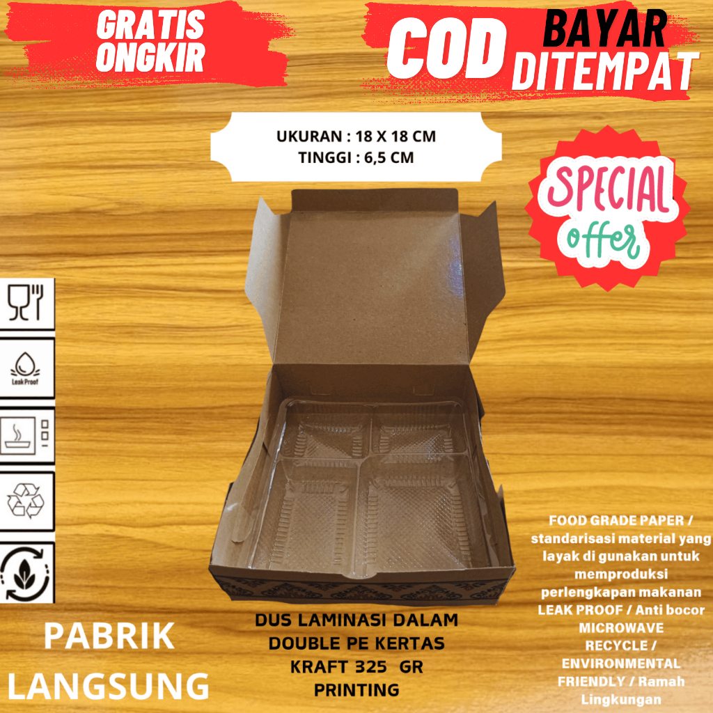 Jual LAWRENCE BOX NASI Paper Lunch Box Kraft Coklat Laminasi Dalam ...