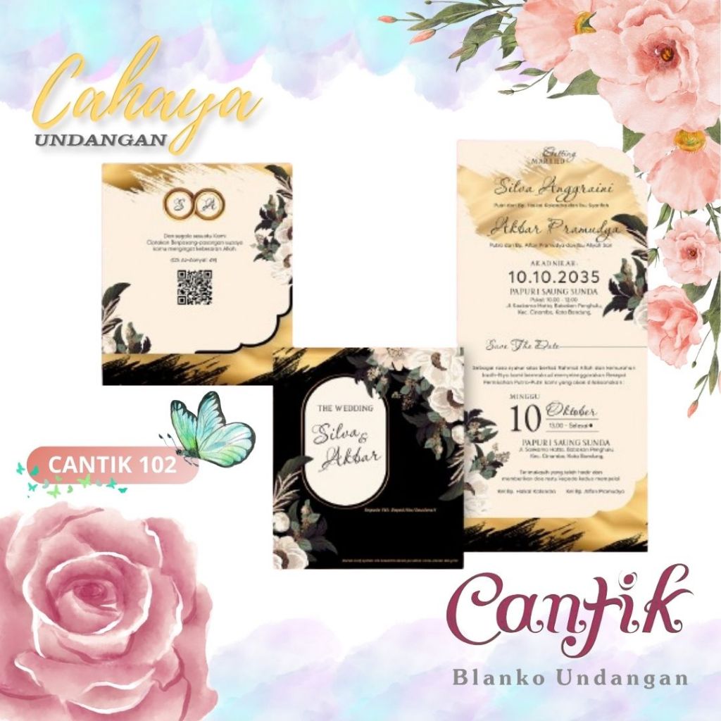Jual Blangko Undangan Kertas Undangan Pernikahan CANTIK 102 Harga ...