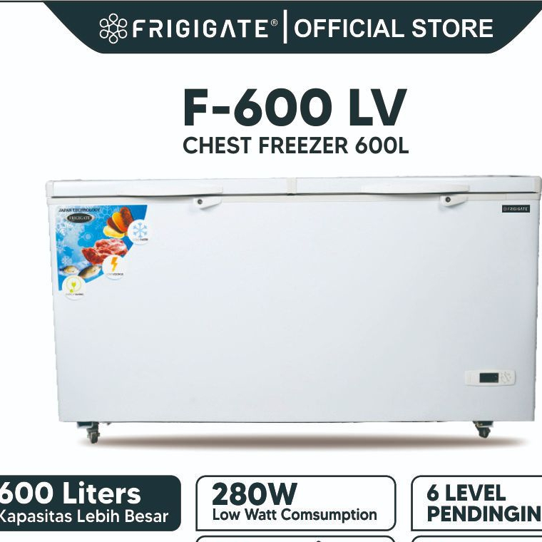 Jual CHEST FREEZER BOX FRIGIGATE LEMARI PEMBEKU F-600 LV 280 WATT 600 ...