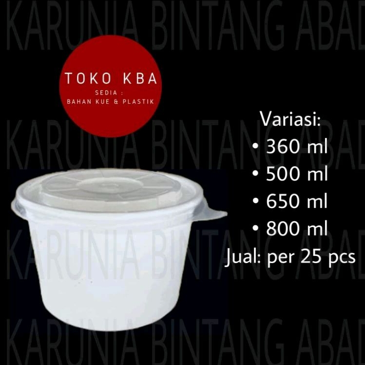 Jual Rice Paper Bowl Plastik Mangkok Kertas Mega Polos + Tutup | per 25 ...