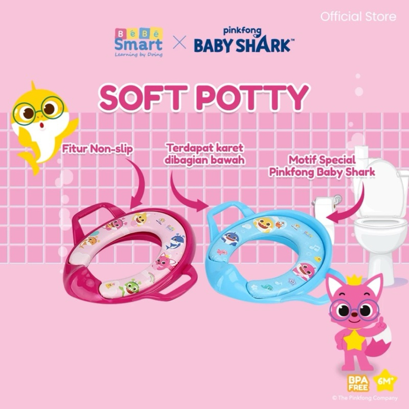 Jual BEBE SMART Baby Shark Soft Potty Bebesmart Toilet Seat With Handle ...