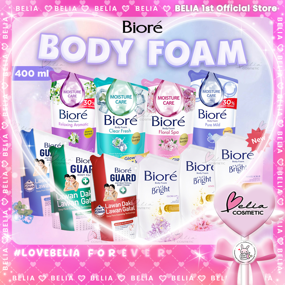 ❤ BELIA ❤ BIORE Body Foam 400ml | Refill Sachet | Moisture Care | Guard Antibacterial | Sabun Mandi Cair Body Wash