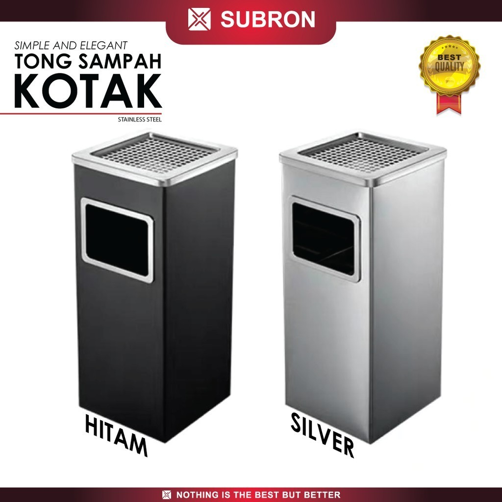 Jual Tong Sampah Kotak Hitam Silver Tempat Wadah Stainless Steel Asbak ...