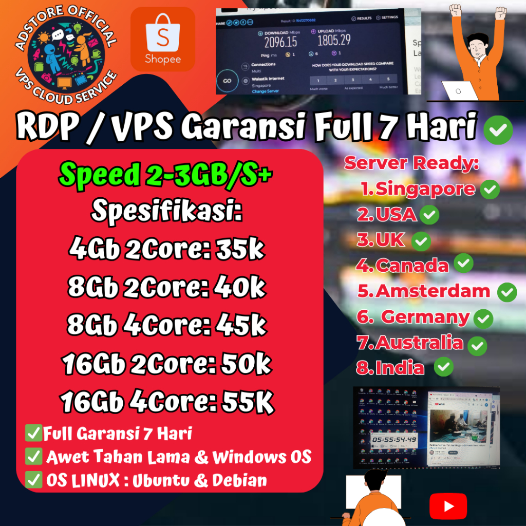 Jual RDP / VPS Windows Linux Ubuntu Debian Full Administrator & Full ...