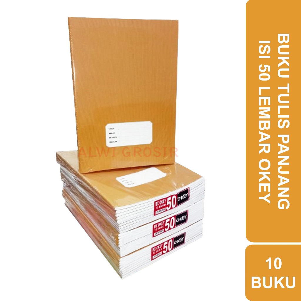 Jual BUKU TULIS PANJANG BOXY OKEY 50 LEMBAR SAMPUL CRAFT | ISI 10 PCS ...