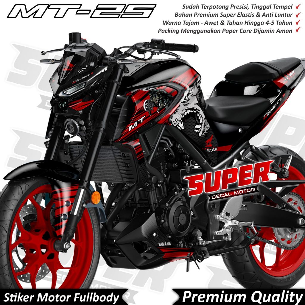 Jual Stiker Decal Motor Yamaha MT 25 New Full Body Variasi Wolf ...