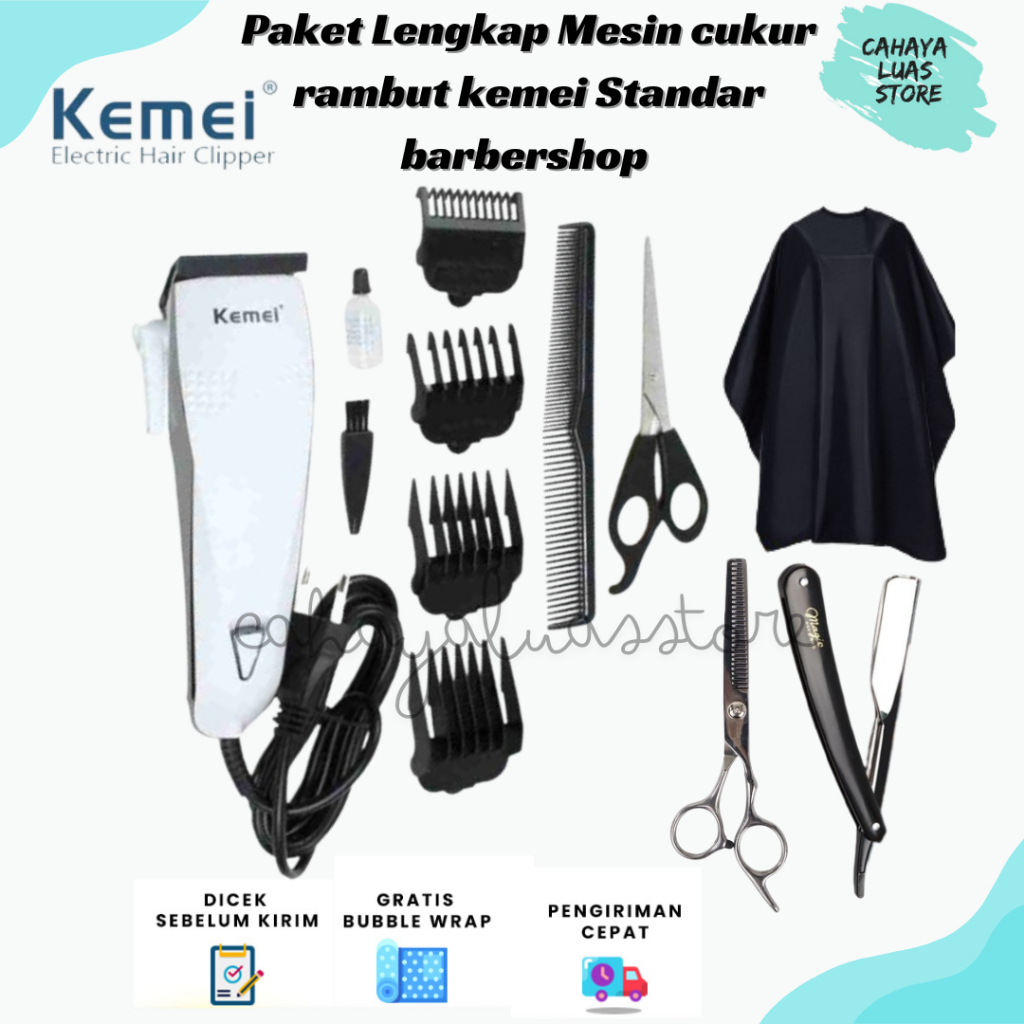 Jual Mesin Cukur Rambut Kemei Standar Barbershop Profesional Hair Clipper Paket Lengkap Alat