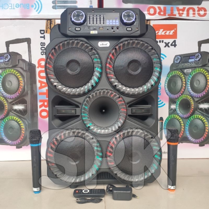 Jual Speaker Portable DAT DT 806 Quarto 4 inch X4 2 Mic Wireless ...