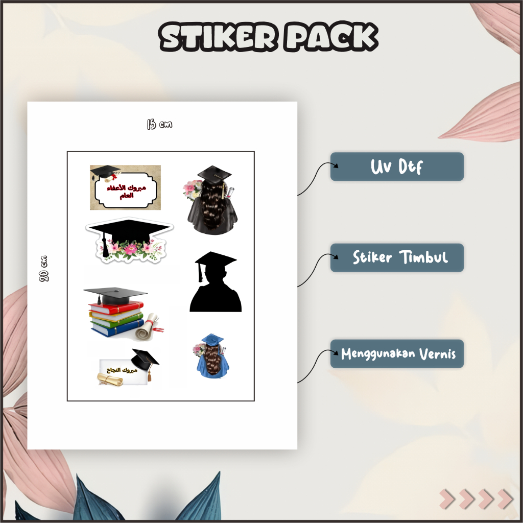 Jual Stiker Sticker Setiker Setikker Pack UV DTF Motif Toga Graduation ...