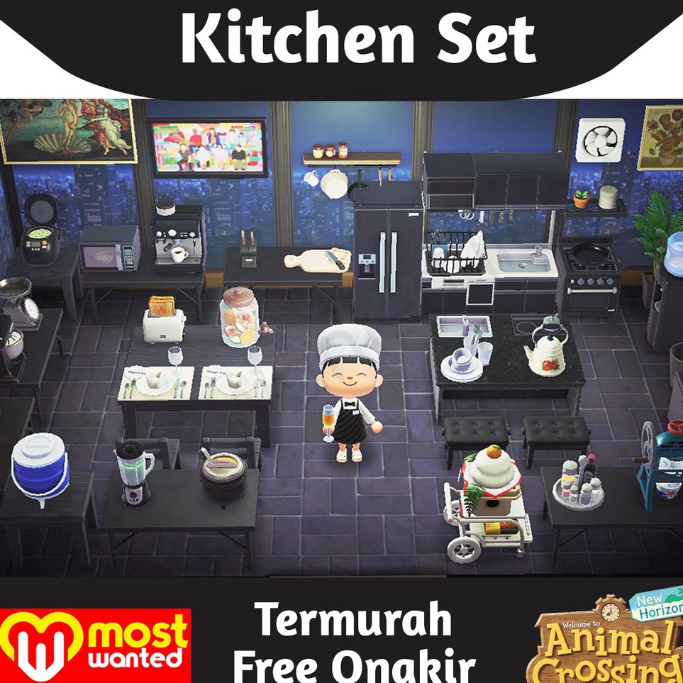 Jual KODE M16Y Set Kitchen Black Animal Crossing New Horizon ACNH Item ...