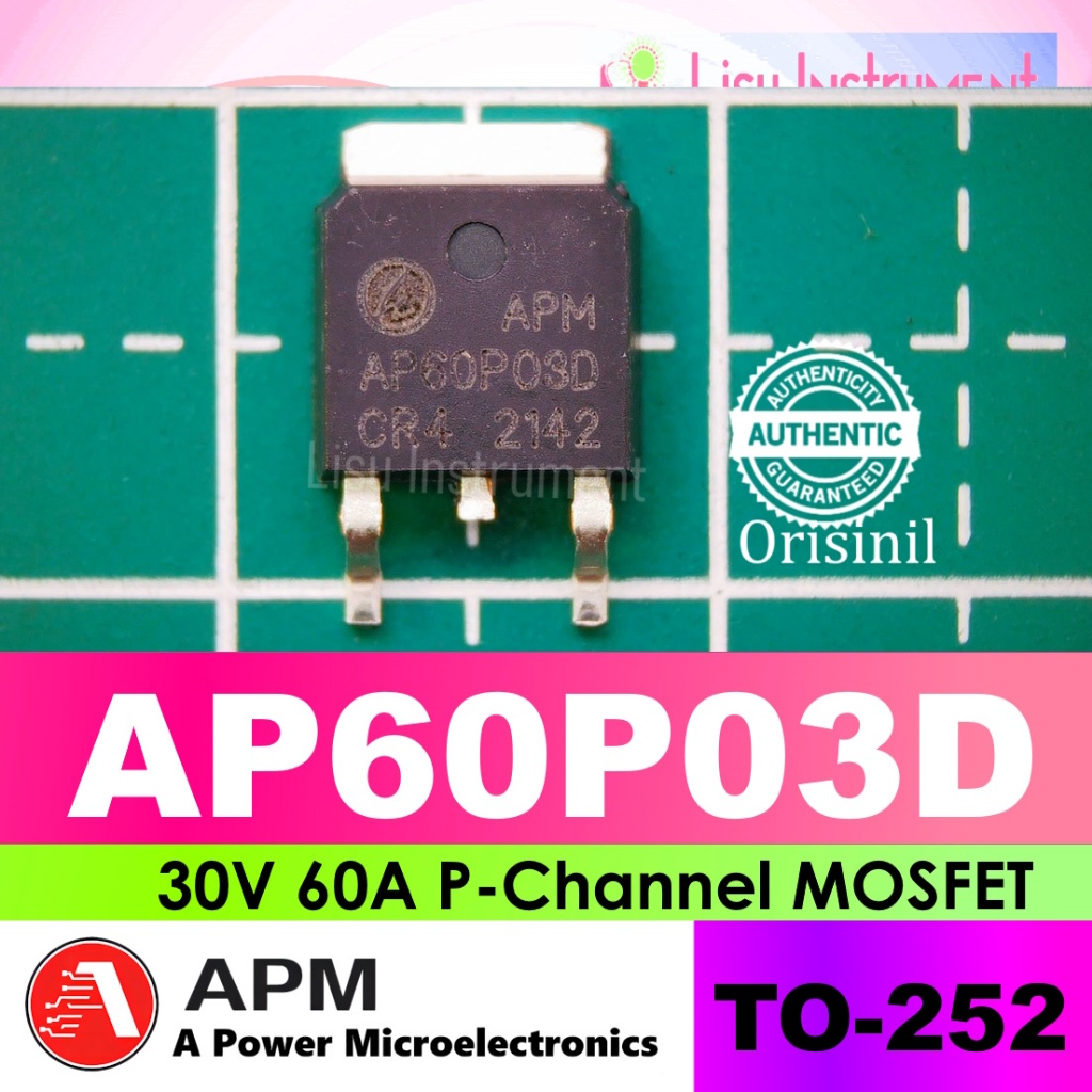 Jual AP60P03D 30V 60A P-Channel MOSFET 60P03 TO-252 APM A Power ...