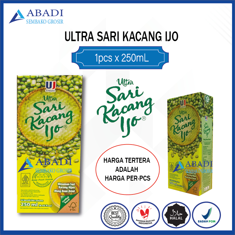Jual Ultra Sari Kacang Ijo / Hijau UHT - Minuman Alami Herbal 250ml ...
