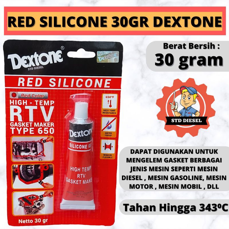 Jual LEM SILICONE RED MERK DEXTONE KEMASAN KECIL 30 GRAM LEM GASKET ...