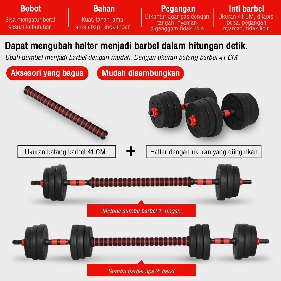 Jual Bofei Dumbbell barbel Set 20Kg PVC Peralatan Fitness Adjustable ...