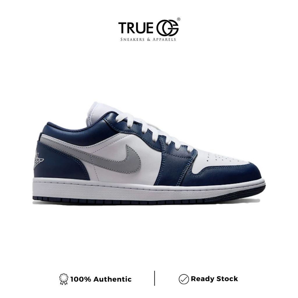 Sepatu Nike Air Jordan 1 Low Wolf Grey Midnight Navy Authentic Sneakers