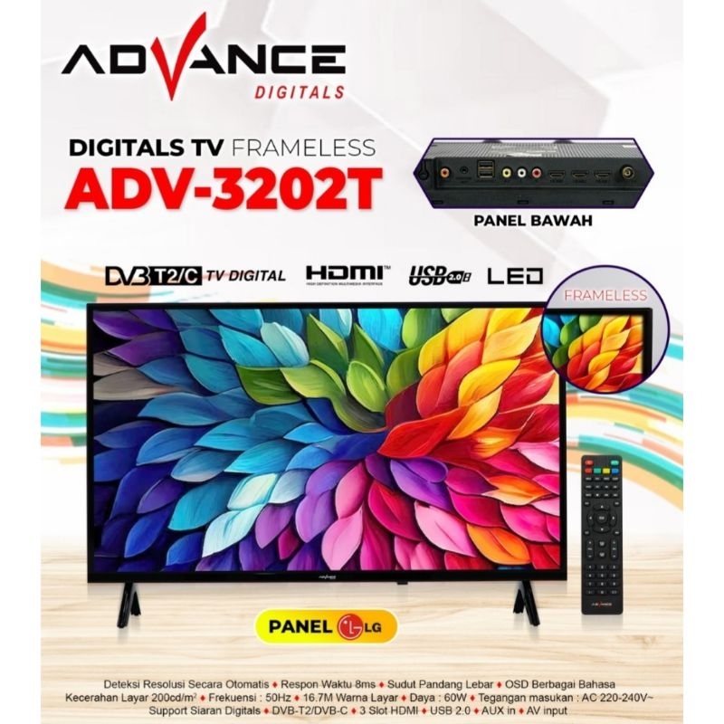 Jual ADVANCE LED TV DIGITAL FRAMELESS 32