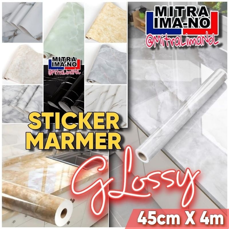 Jual Sticker Marmer Glossy [45cm X 4m] Premium || Wallpaper Stiker ...