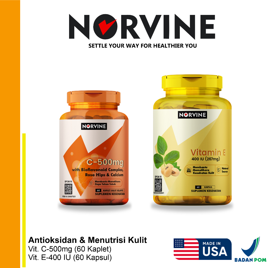 Jual Norvine Vitamin C 500mg (60) & Vitamin E-400 IU | Shopee Indonesia