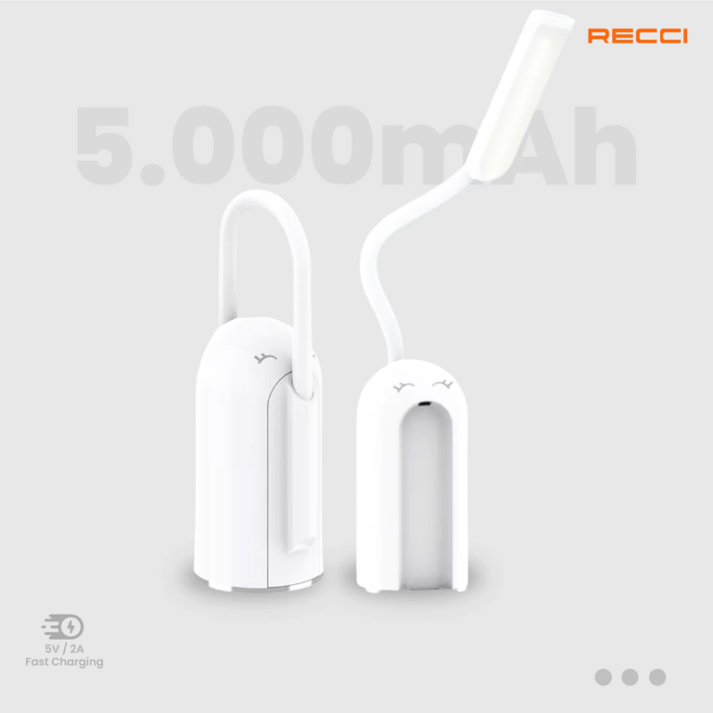 Powerbank Lamplit Recci 5000mAh RPG-5000 Lampu Baca/Tidur Putih