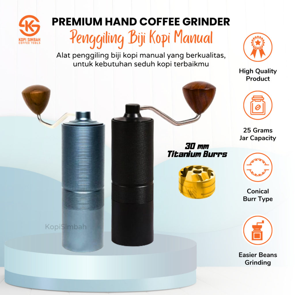 Jual Grinder Manual Titanium CNC Burrs Alat Penggiling Biji Kopi