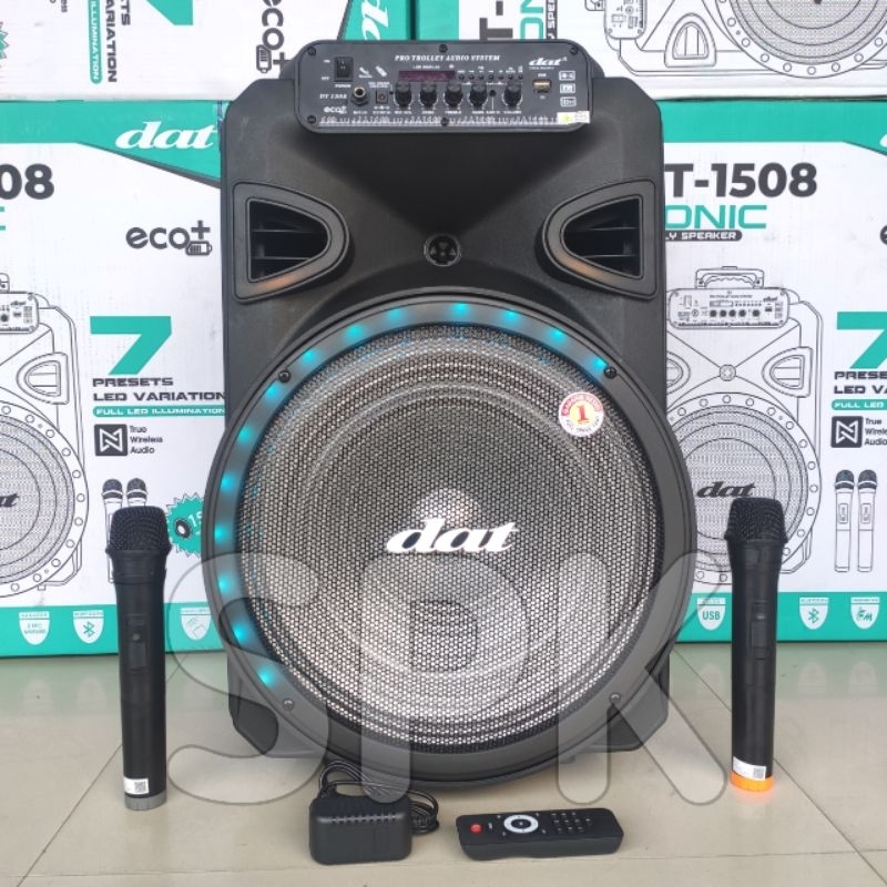 Jual Speaker Portable DAT DT 1508 Sonic 15 inch 2 Mic Wireless | Shopee ...