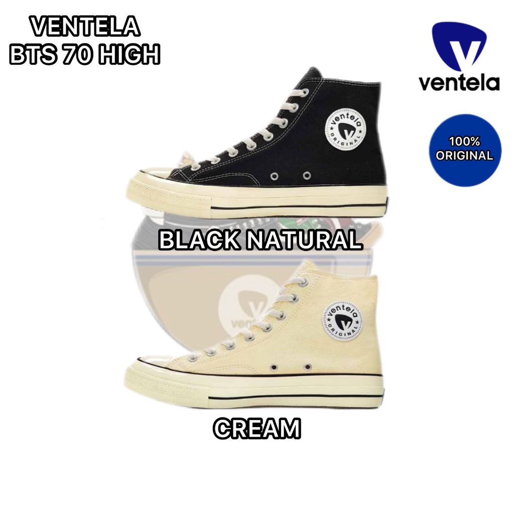 Jual Ventela Back To 70's High Black Natural/Cream Shoes Free