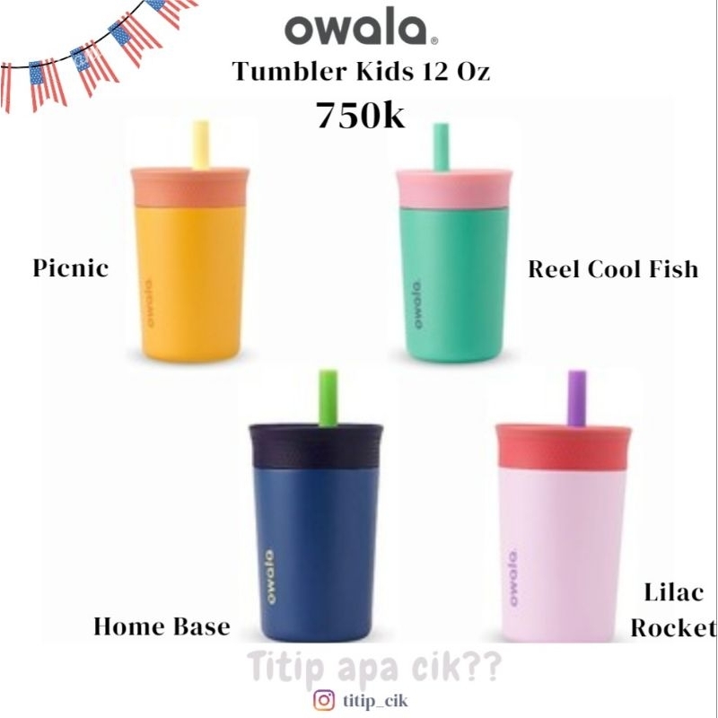 Owala Kids Bottiglia Acciaio 14oz - Sfera Celeste E Blu Reale | Senza BPA Per Scuola E Sport