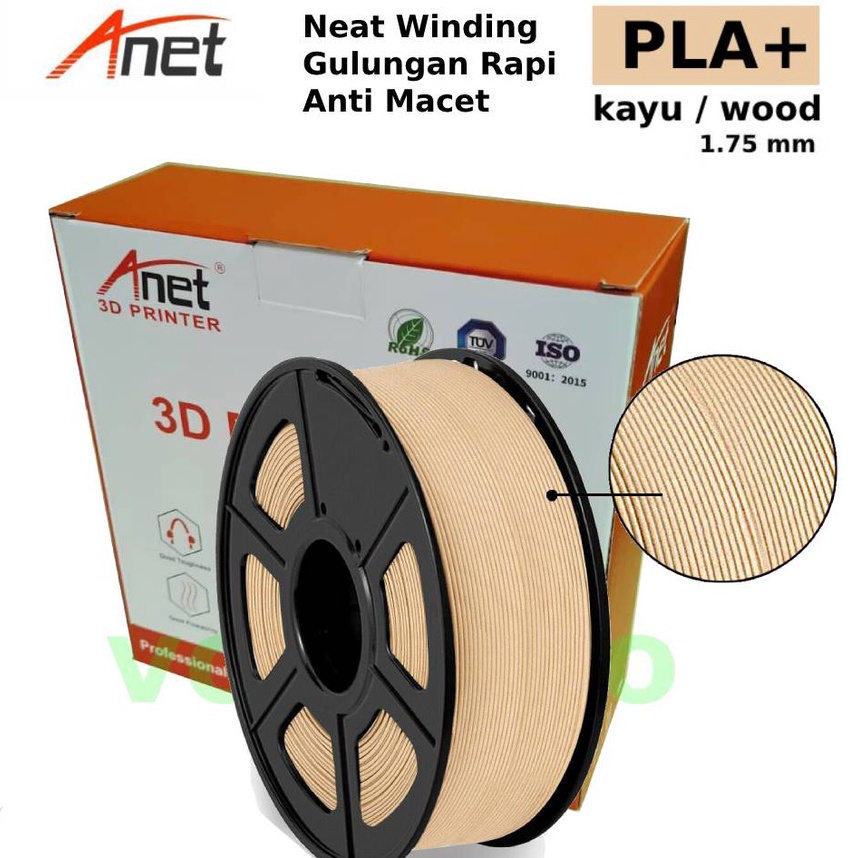 Jual Premium Anet PLA Plus PLA Filament Filamen Printer 3D Neat Winding ...