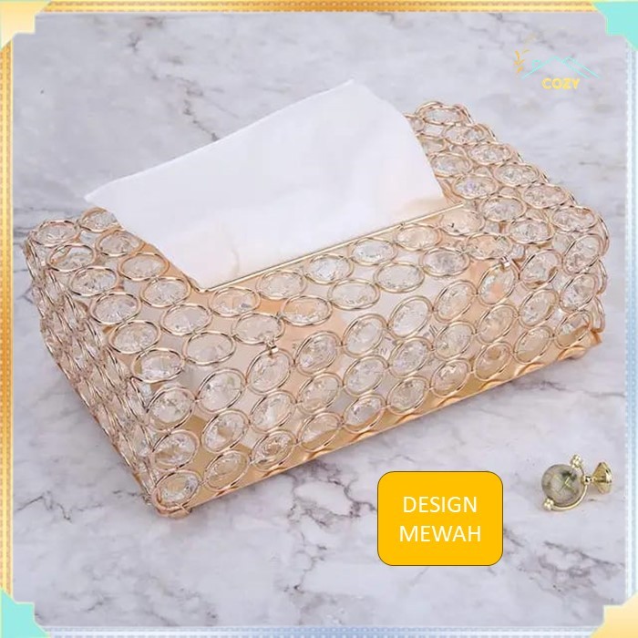 Jual Tempat Tisu Kristal Kotak Tissue Gold Tempat Tisu Kaca Elegant Box