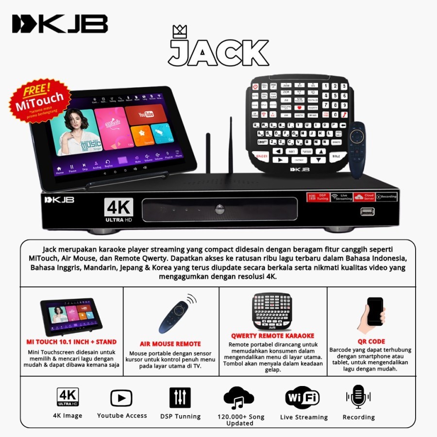 Jual Paket KJB Jack 4K Ultra HD Smart Kareoke PLayer Streaming Connect ...